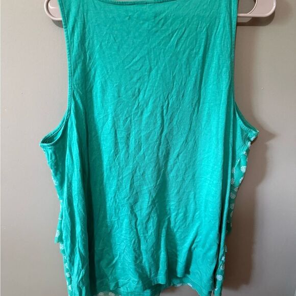 Elle Teal Green Floral Ruffle Printed Tank Top Size XL - Picture 6 of 8